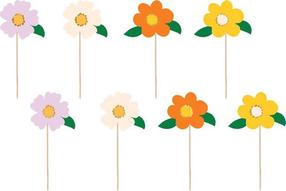 Dekoratsioon, komplekt Party Deco Flowers, mitmevärviline, 13 cm, 8 tk