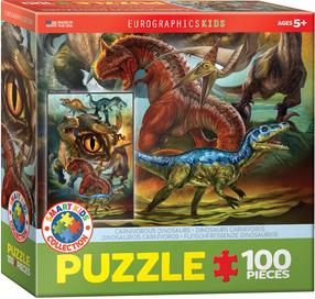 Puzle Eurographics Smart Kids Carnivorous Dinosaurs 6100-0359, 48.2 cm x 33.9 cm, 100 gab., daudzkrāsaina