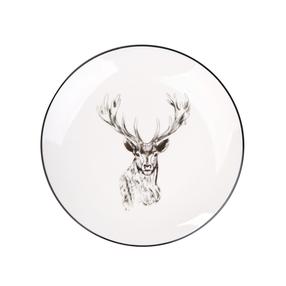 Kalėdinė lėkštė desertinė Homla Reindeer, Ø 19 cm, balta