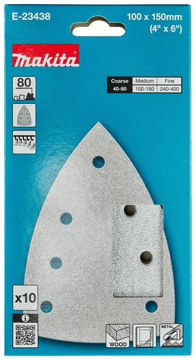 Šlifavimo lapas Makita E-23438, 80, 15 cm x 10 cm, 10 vnt.