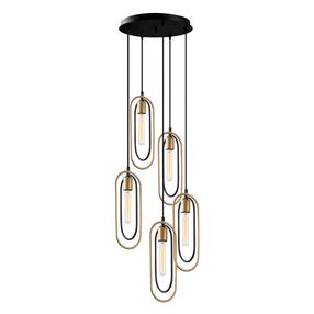 Lampa karināms Opviq Cerco 2041 584TTM1189, E27, 5 x 40 W, zelta krās./melna krās. / melna krās.