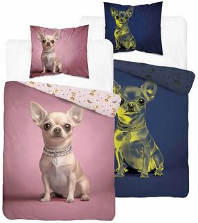 Vaikiškas patalynės užvalkalų komplektas Glow In The Dark Chihuahua PPE-166, rožinė sp./rusva sp., 140 x 200 cm