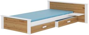 Vaikiška lova Aldex With Shelf, ruda sp./balta sp., 90 x 200 cm, be čiužinio
