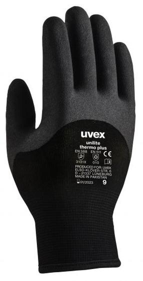 Darbo pirštinės gumuotos Uvex Unilite Thermo Plus UV6059210, suaugusiems, juoda sp., 10
