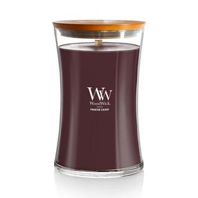Svece, aromātiskā WoodWick Phantom Cherry, 120 h, 609.5 g, violeta krās.