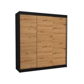 Riidekapp ADRK Megan, tamm v./must v., 58 cm x 200 cm x 215 cm