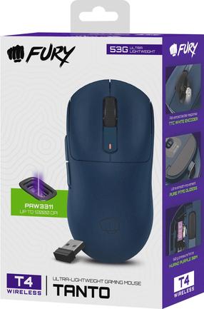Juhtmevaba mänguhiir Fury Tanto T4 (NFU-2206), 2.4 ghz / bluetooth / usb, sügavsinine v.