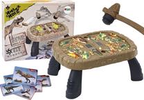 Vaikų žaidimo stalas, dinozauras Lean Toys Whac A Mole, 16.5 cm, RUS, EN, DE, Prancūzų, Ispanų, ruda sp./juoda sp.