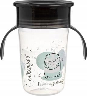 Bērnu krūzīte Akuku 360 A0671, 240 ml, 6+ mēn., plastmasa, melna krās.