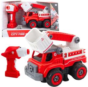 Žaislinė gaisrinė mašina Lean Toys City Fire 2in1, balta sp./raudona sp.