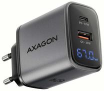 Telefona lādētājs Axagon ACU-PQ67D, 1 x USB Type C, pelēka krās., 67 W
