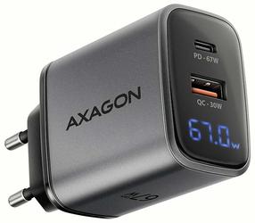 Telefona lādētājs Axagon ACU-PQ67D, 1 x USB Type C, pelēka krās., 67 W