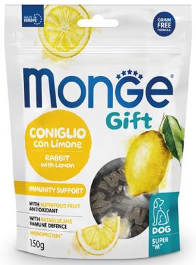 Лакомство для собак Monge Gift Super M Immunity Support Rabbit With Lemon, крольчатина, 0.15 кг