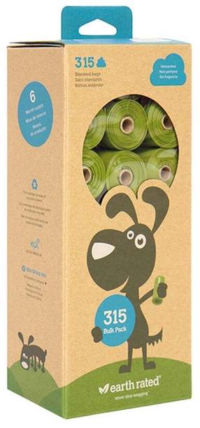 Пакеты для собачьих экскрементов Earth Rated, 21 см x 15 см, 315 шт. зеленый цв.
