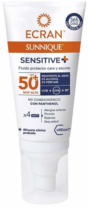 Средство для ухода за загаром для лица Ecran Sunnique Sensitive SPF50+, 50 мл