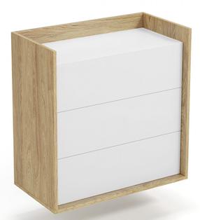 Komoda Mobius 3S, ąžuolo sp./balta sp., 83 cm x 41 cm x 78 cm