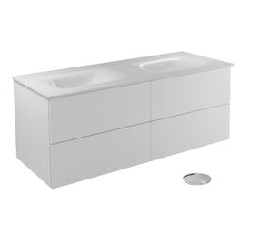 Vannitoakapp valamuga Besco Akya Classic, läbipaistev v./valge v./kroom v., 52.5 cm x 131 cm x 50.7 cm