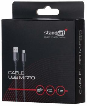 Vads Standart GT-XG110, Micro USB, 100 cm, melna krās.