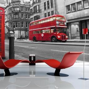 Fototapetas Artgeist Red Bus And Phone Box In London LFTNT1128, 154 cm x 154 cm