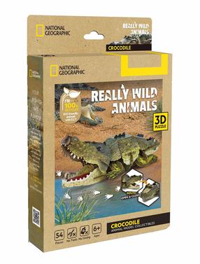 3D puzle Cubicfun National Geographic Crocodile, 19 cm x 12.5 cm, 54 gab., zaļa krās.
