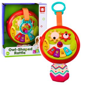 Interaktīva rotaļlieta, pūce Lean Toys Rattle, 13.5 cm, daudzkrāsaina