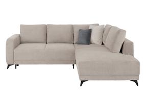 Kampinė sofa - lova Martinez, smėlio sp., dešininė, 260 x 215 cm x 90 cm