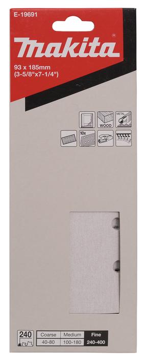 Šlifavimo lapas Makita E-19691, 240, 18.5 cm x 9.3 cm, 10 vnt.