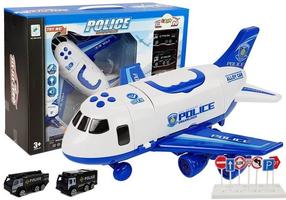  Rotaļu transportlīdzekļu komplekts Lean Toys Police Garage, zila krās./balta krās.