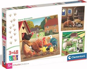 Dėlionė 3in1 Clementoni Farm Moments 25791, 21 cm x 20.5 cm, 144 vnt., įvairių spalvų