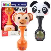 Barškutis, rinkinys Lean Toys Soft, ruda sp./juoda sp., 2 vnt.