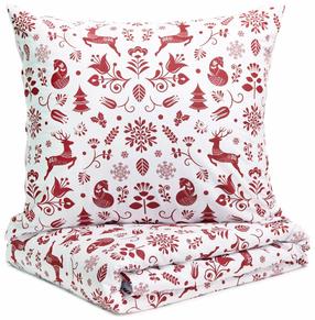 Kalėdinis patalynės užvalkalų komplektas Homla Deany 858333, baltas/raudonas, 200 x 220 cm