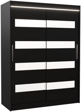 Riidekapp ADRK Martinez LED, valge v./must v., 58 cm x 150 cm x 200 cm