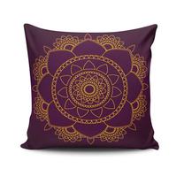 Dekoratyvinės pagalvėlės užvalkalas Mioli Decor MANDALA-36, aukso sp./violetinė sp., 43 cm x 43 cm