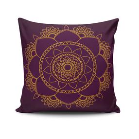 Dekoratyvinės pagalvėlės užvalkalas Mioli Decor MANDALA-36, aukso sp./violetinė sp., 43 cm x 43 cm