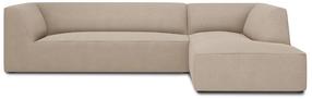 Kampinė sofa Micadoni Home Ruby 4 Seats, smėlio ruda sp., dešininė, 273 x 180 cm x 69 cm