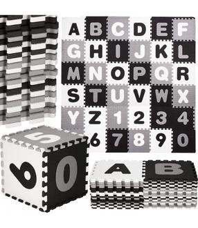 Коврик для малышей - пазл Foam Mat Alphabet, 175 см x 175 см, 110 шт, белый цв./черный цв.