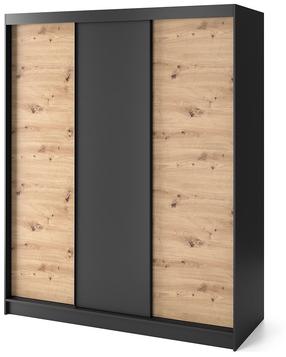 Spinta Esville III, ąžuolo sp./juoda sp., 180 cm x 220 cm x 60 cm