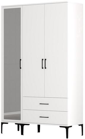 Spinta Kalune Design Kumsal RT, balta sp., 47.5 cm x 120 cm x 201.4 cm, su veidrodžiu