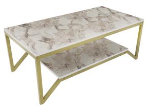 Kafijas galdiņš Kalune Design Flora, zelta krās./balta krās., 120 cm x 60 cm x 45.8 cm