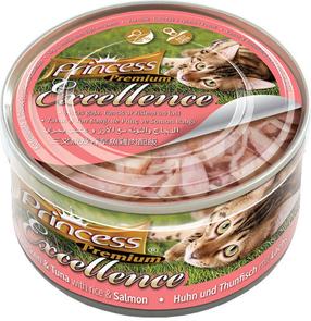 Mitrā kaķu barība Princess Excellence, zivs/vistas gaļa/rīsi, 0.07 kg