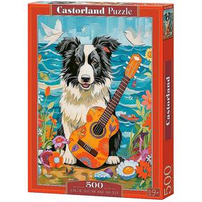 Dėlionė Castorland 500 el. Dog Collie Guitar And The Sea B-54008, 47 cm x 33 cm, 500 vnt., įvairių spalvų