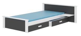 Bērnu gulta ADRK Aldex Shelf, balta krās./grafīta krās., 90 x 200 cm, ar nodalījumu gultas veļai, ar matraci