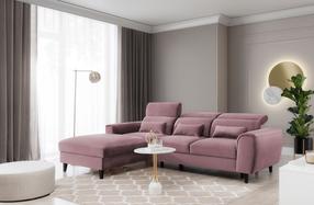 Kampinė sofa Foble Velvetmat 24, rožinė sp., kairinė, 196 x 267 cm x 100 cm