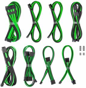 Juhe Cablemod C-Series Pro ModMesh Sleeved 12V-2x6 12VHPWR Dual StealthSense Cable Kit, must v./roheline v.