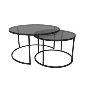 Kavos staliukas Kalune Design Tokyo, juoda sp., 80 cm x 80 cm x 45 cm, 2 vnt.