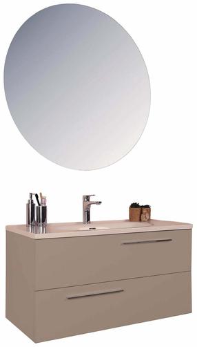 Vonios lentynų komplektas su veidrodžiu Kalune Design Serenity, cafe latte sp., 45 cm x 100 cm x 52.5 cm