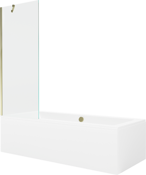 Vonia su sienele, laisvai pastatoma Mexen Cube, 170 cm x 80 cm x 39 cm, stačiakampis, skaidri sp./aukso sp.