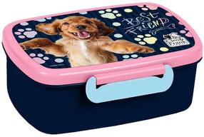 Konteiner toidu jaoks Derform Best Friend Cleo & Frank, 0.33 l, 16.5 cm x 10.5 cm, sinine v./roosa v.