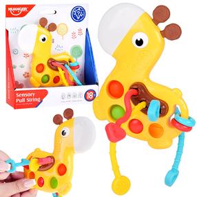 Attīstoša rotaļlieta, žirafe Huanger Sensory Pull String, 17 cm, dzeltena krās.