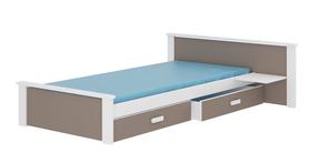 Bērnu gulta ADRK Aldex Shelf, balta krās./pelēka krās./brūngans krās., 80 x 180 cm, ar nodalījumu gultas veļai, ar matraci